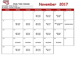 Study Table Schedule