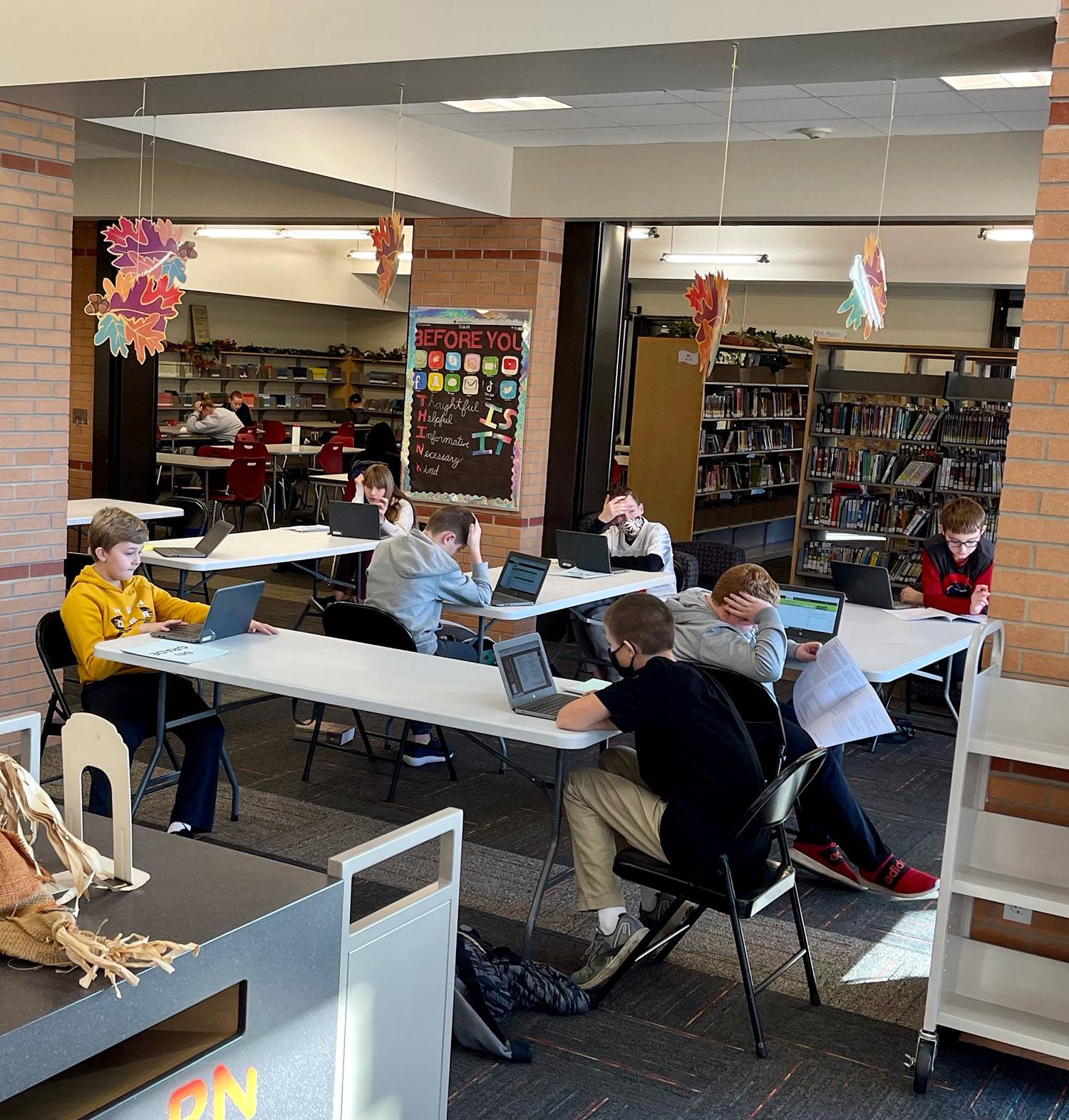 DMS students in the library