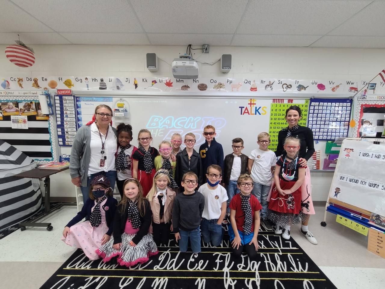 1st grade students dressed up for 50th day of school