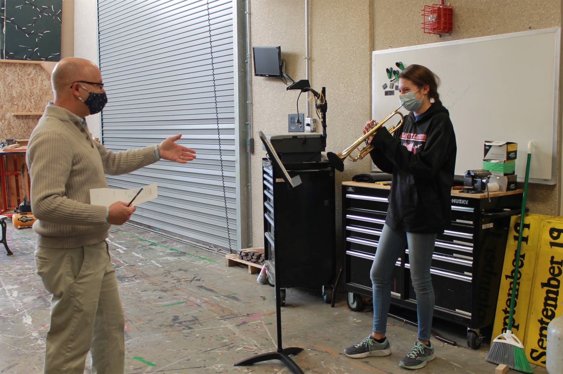 WDHS student having a band Lesson