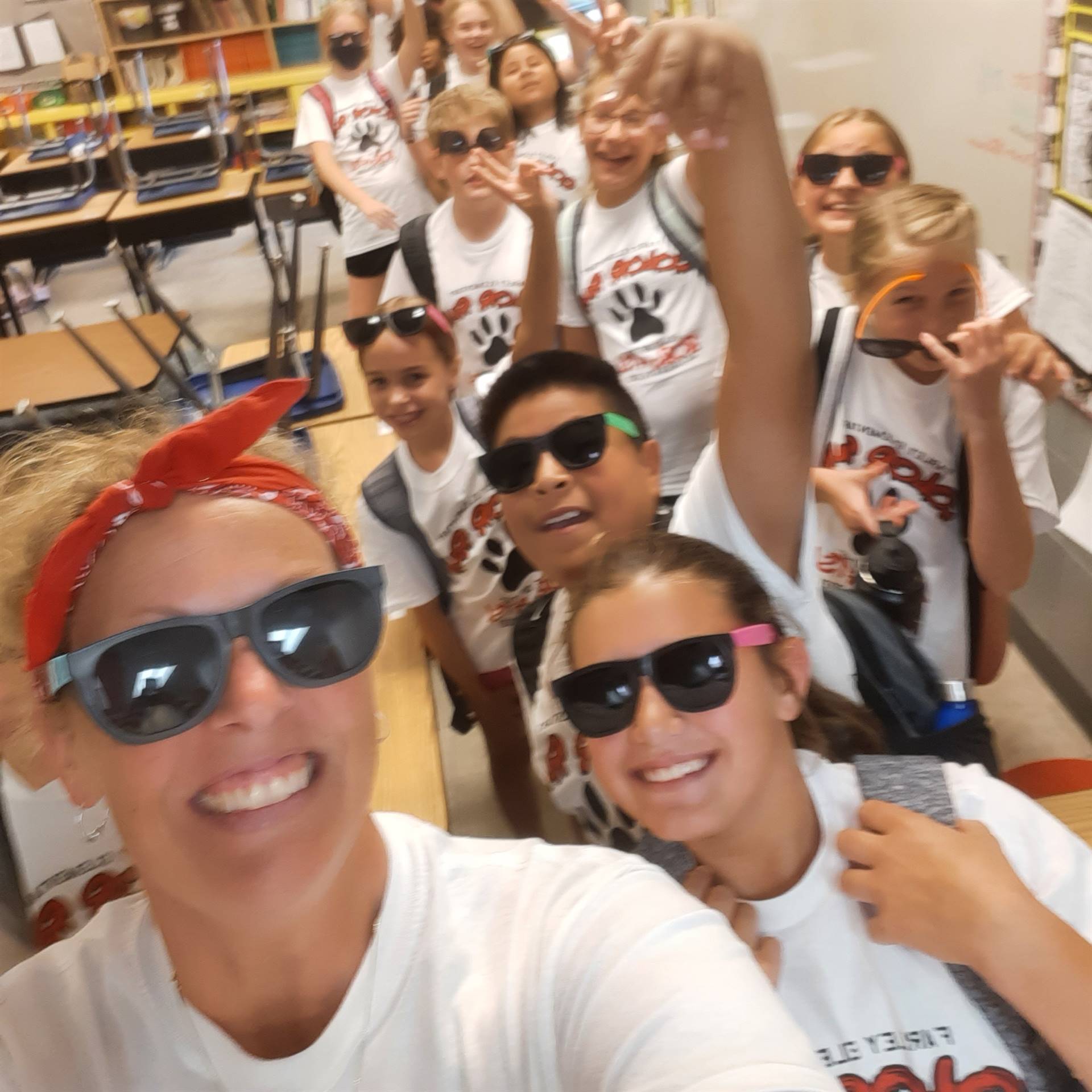 Teacher and students before color run