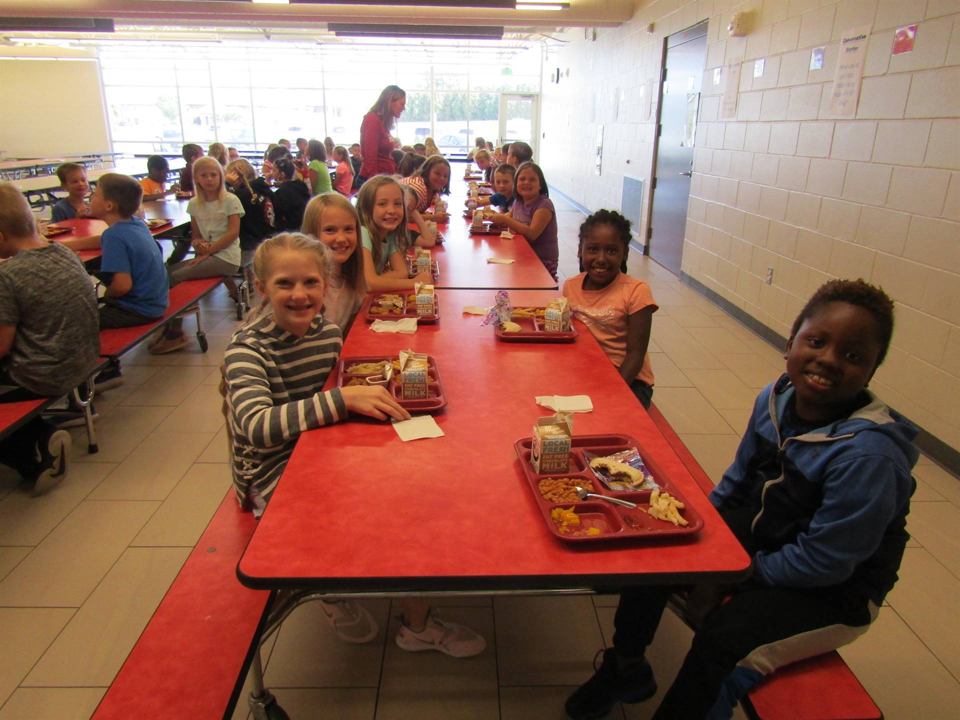 Students eating lunch in the cafeteria