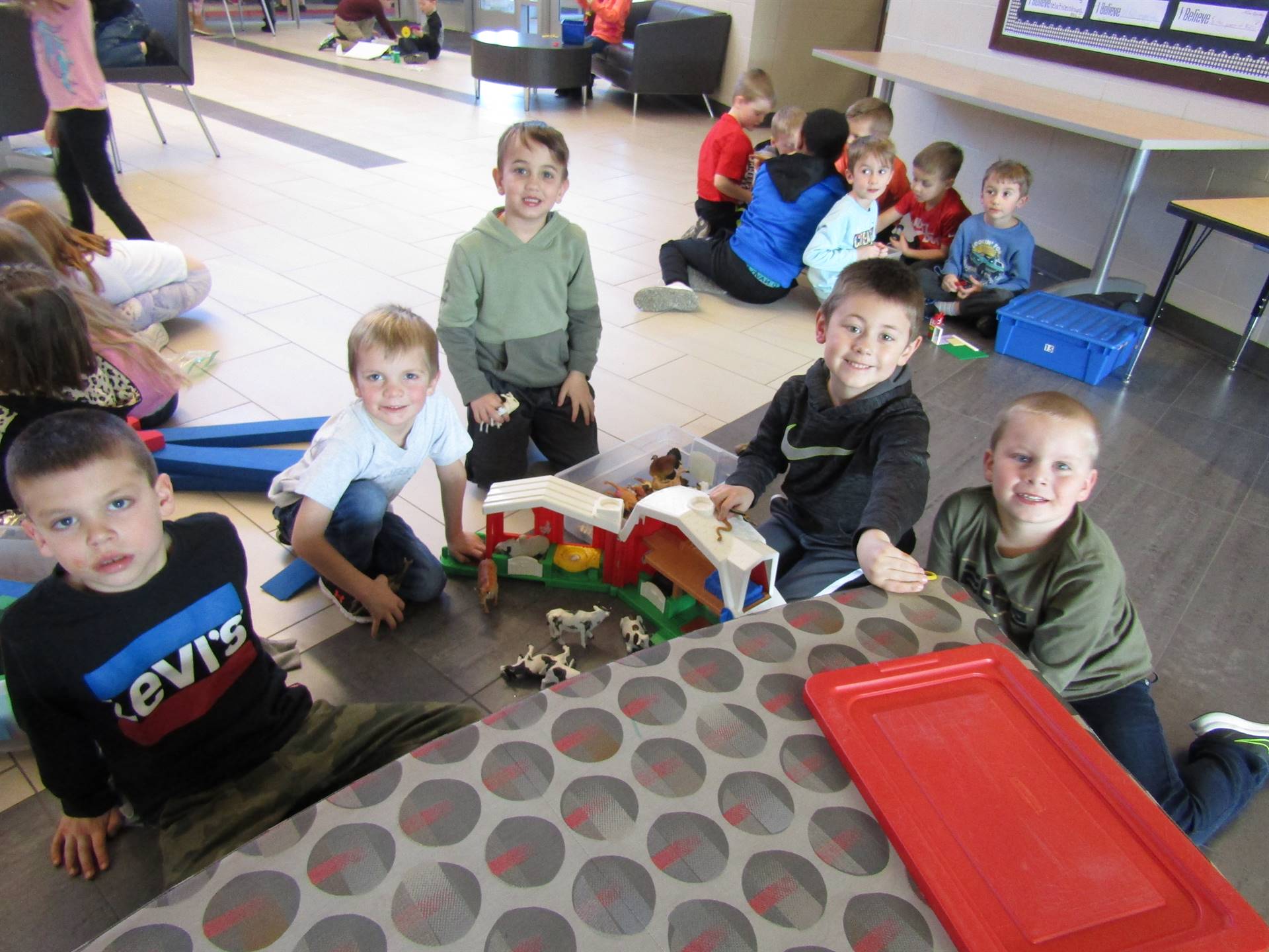 Students enjoying indoor recess during cold weather
