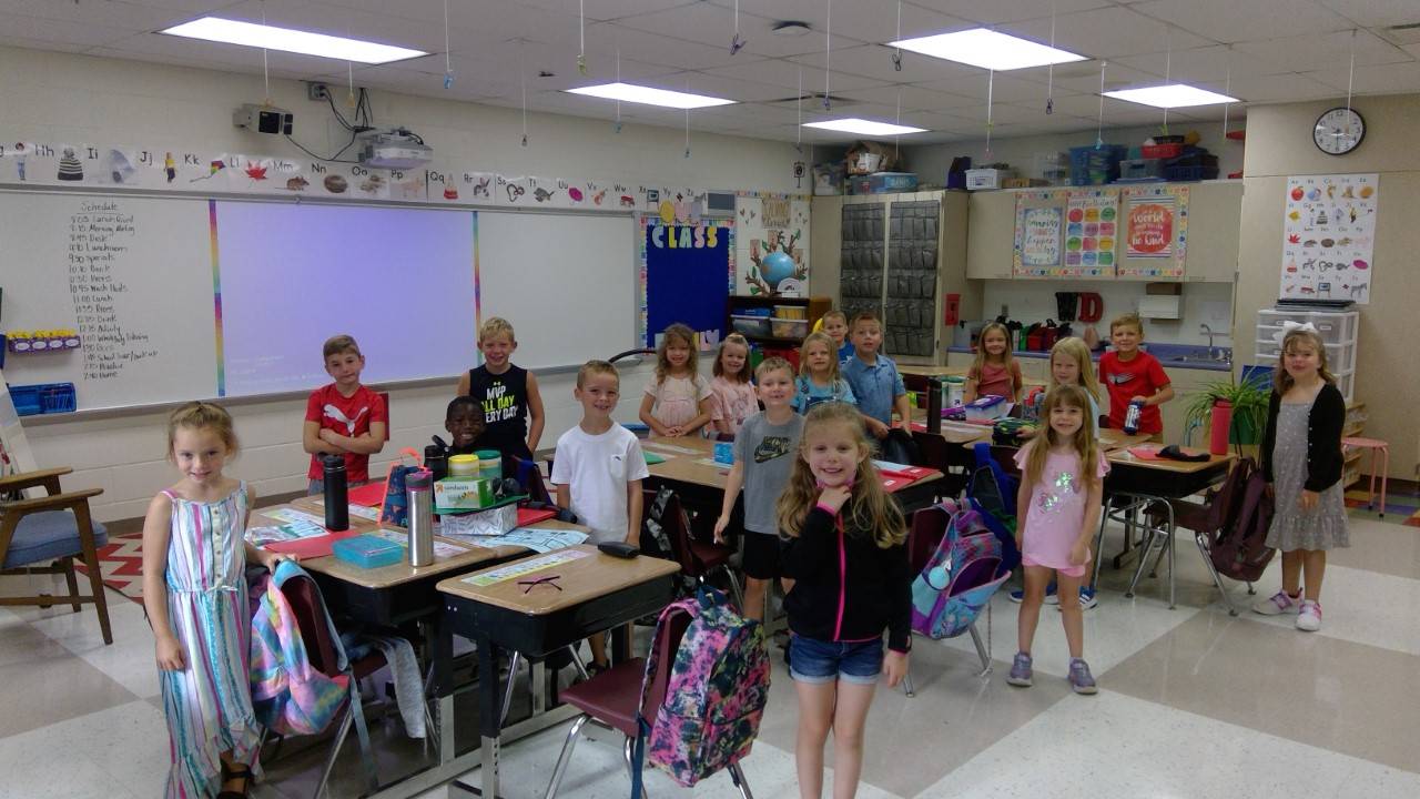 1st grade students on first day of school