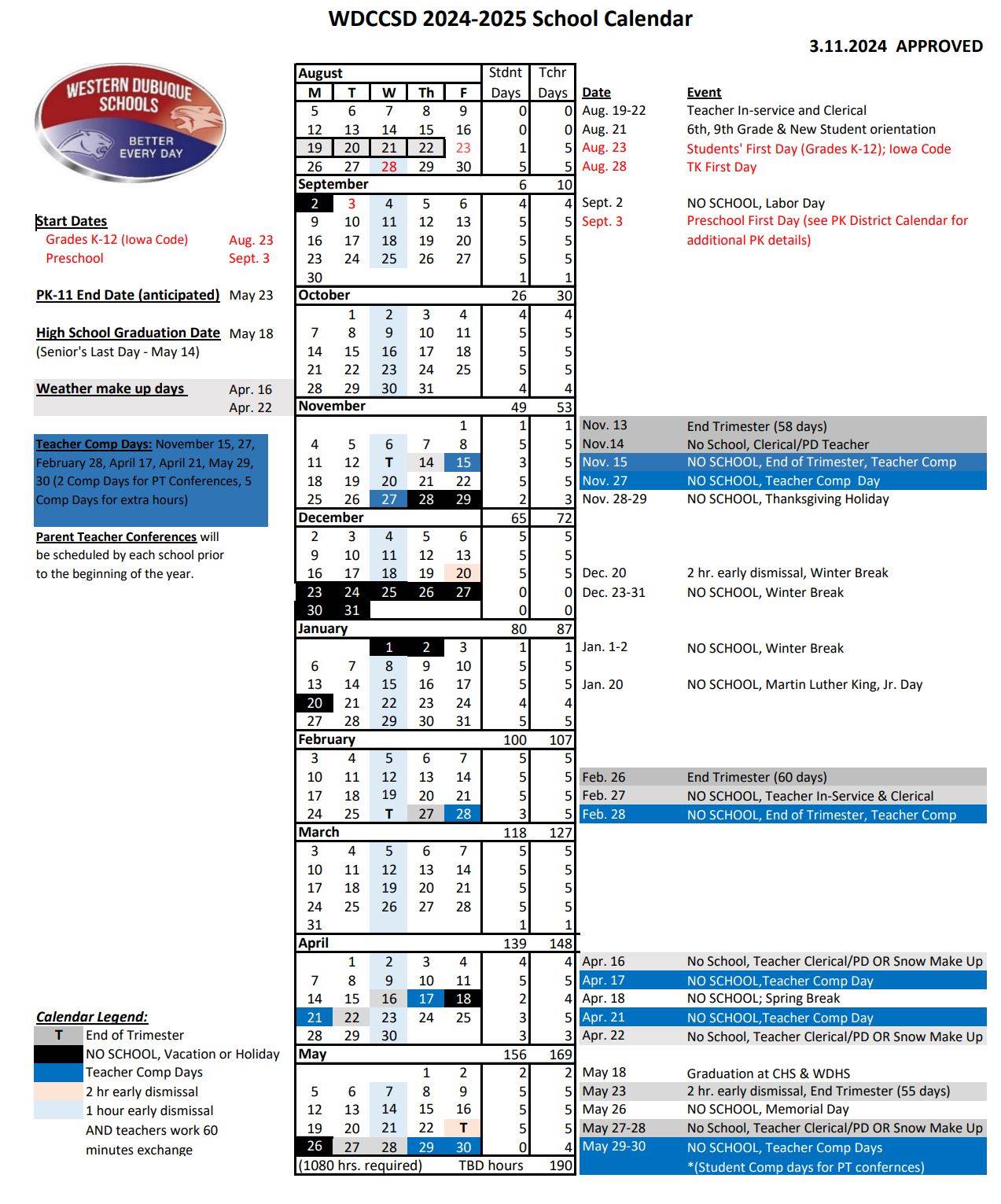 K-12 2024-25 District Calendar